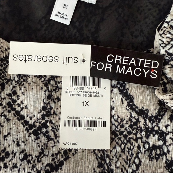 Bar III Plus Size Snake Print Skirt and Top Set. Size 1X NWT - Picture 10 of 15